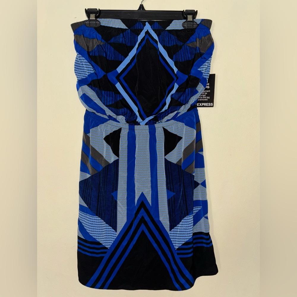Express Black and Blue Dress with Removable Straps